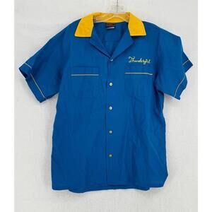 Hilton Thundergirl Action League Now Womens Blue Retro Bowling Top Sz L